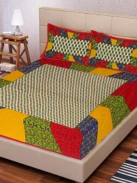 Comfortable Cotton Printed King Bedsheet with 2 Pillow Covers-thumb1