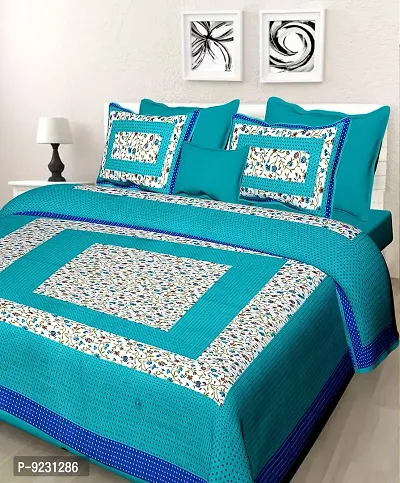 E-WISH BOX Rajasthani Jaipuri Pure Cotton Bedsheet 3D Hand Block Print with 2 Pillow Cover TC - 180, D_A38-thumb0