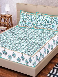 Comfortable Cotton Printed King Bedsheet with 2 Pillow Covers-thumb1