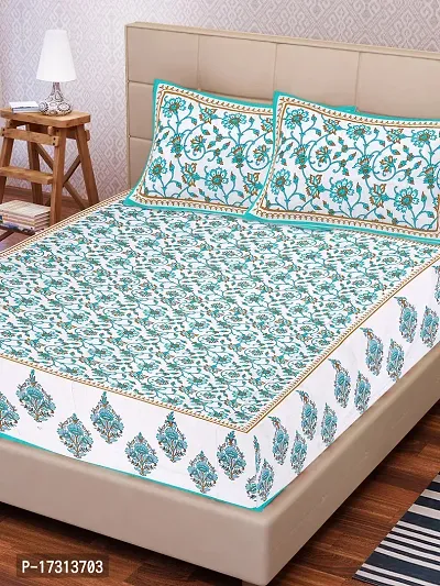 Comfortable Cotton Printed King Bedsheet with 2 Pillow Covers-thumb2