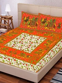 Comfortable Cotton Printed King Bedsheet with 2 Pillow Covers-thumb1