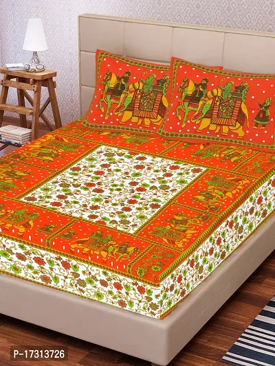 Comfortable Cotton Printed King Bedsheet with 2 Pillow Covers-thumb2