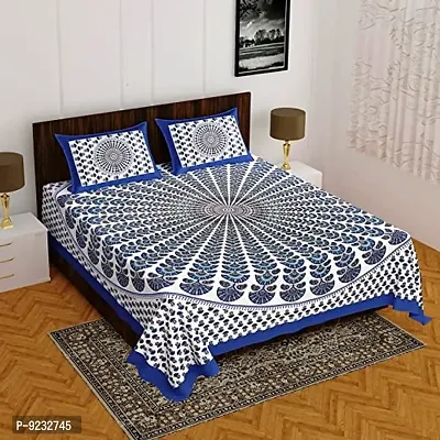 Pure 100% Jaiuri Cotton Double Size Bed Sheet Bandej and Chunri Print with 2 Pillow Cover 144 TC Bandej and Chunri Print A61-thumb0