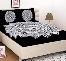 Comfortable Cotton Printed King Bedsheet with 2 Pillow Covers-thumb1