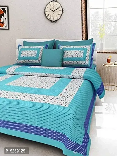 E-WISH BOX 100 % Cotton Rajasthani Jaipuri Printed Cotton King Size Double Bedsheet for Double Bed with 2 Pillow Cover