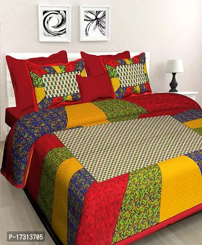 Comfortable Cotton Printed King Bedsheet with 2 Pillow Covers