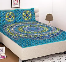 Comfortable Cotton Printed King Bedsheet with 2 Pillow Covers-thumb1