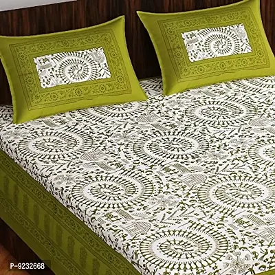 Pure 100% Jaiuri Cotton Double Size Bed Sheet Bandej and Chunri Print with 2 Pillow Cover 144 TC Bandej and Chunri Print A83-thumb2