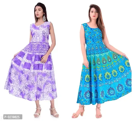 E-WISH BOX Girl's Fit And Flare Knee Length Dress (Pack of 2) (Maxi Dress For Women96_Multi_2XL)