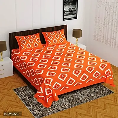 Pure 100% Jaiuri Cotton Double Size Bed Sheet Bandej and Chunri Print with 2 Pillow Cover 144 TC Bandej and Chunri Print A40-thumb0