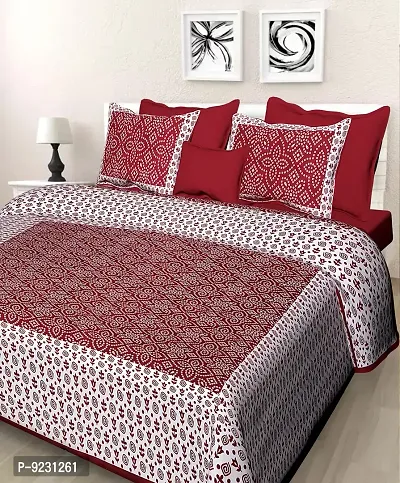 E-WISH BOX Rajasthani Jaipuri Pure Cotton Bedsheet 3D Hand Block Print with 2 Pillow Cover TC - 180, D_A67