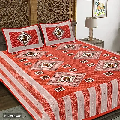 Comfortable Cotton Printed King Bedsheet with Two Pillow Covers-thumb0
