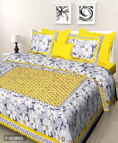 E-WISH BOX Rajasthani Jaipuri Pure Cotton Bedsheet 3D Hand Block Print with 2 Pillow Cover TC - 180, D_A87-thumb0