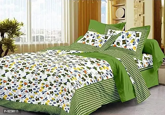 E-WISH BOX Jaipuri Print 100% Cotton Rajasthani Tradition King Size Double Bedsheet with 2 Pillow Cover _Multi-thumb0