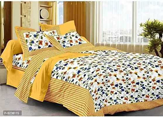 E-WISH BOX 100 % Cotton Rajasthani Jaipuri Printed Cotton King Size Double Bedsheet for Double Bed with 2 Pillow Cover