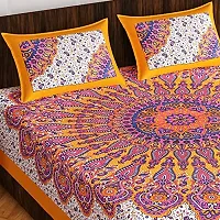 Pure 100% Jaiuri Cotton Double Size Bed Sheet Bandej and Chunri Print with 2 Pillow Cover 144 TC Bandej and Chunri Print A96-thumb1