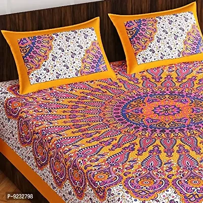 Pure 100% Jaiuri Cotton Double Size Bed Sheet Bandej and Chunri Print with 2 Pillow Cover 144 TC Bandej and Chunri Print A96-thumb2