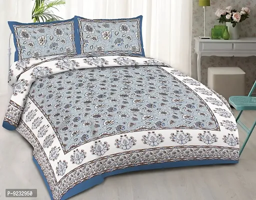 Jaipuri Cotton Super Queen Size Bedsheet Bedroom Maching with 2 Pillow Covers ( 225 cm X 270 cm ) D.N.066
