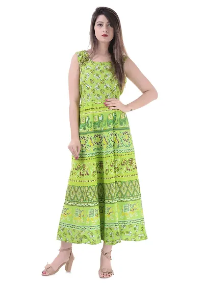Buy Cotton Women's Maxi Long Dress Jaipuri Printed (Free Size Upto 44-XXL)  Online at desertcartINDIA
