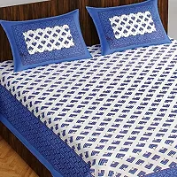 Pure 100% Jaiuri Cotton Double Size Bed Sheet Bandej and Chunri Print with 2 Pillow Cover 144 TC Bandej and Chunri Print A28-thumb1