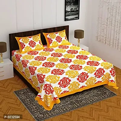 Pure 100% Jaiuri Cotton Double Size Bed Sheet Bandej and Chunri Print with 2 Pillow Cover 144 TC Bandej and Chunri Print A70-thumb0