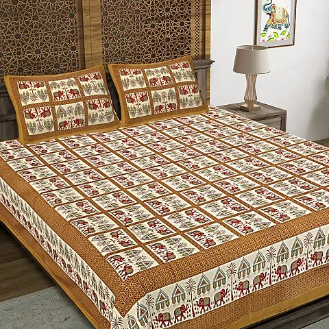 Cotton Hand Block Printed King Size Bedsheets