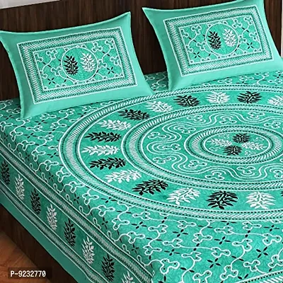 Pure 100% Jaiuri Cotton Double Size Bed Sheet Bandej and Chunri Print with 2 Pillow Cover 144 TC Bandej and Chunri Print A116-thumb2