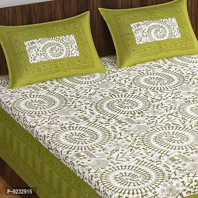 E-WISH BOX#174; 100% Cotton Rajasthani Jaipuri Traditional Floral Print Double Bed Sheet with Pack of 2 Pillow Cover's (230Cm*240Cm) Design No.32-thumb0