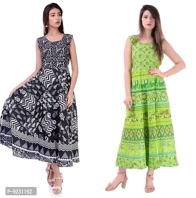 E-WISH BOX Rajasthani Traditional Women's Cotton Maxi Long Dress Jaipuri Printed Dress DN-A60