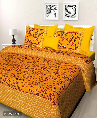 E-WISH BOX 100% Cotton Jaipuri Traditional King Size Double Bed Bedsheet with 2 Matching Pillow Covers-Multi