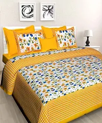 E-WISH BOX - - 100% Cotton Rajasthani Jaipuri King Size Combo Bedsheets Set of 2 Double Bedsheets with 4 Pillow Design no. 135-thumb1