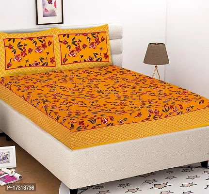 Comfortable Cotton Printed King Bedsheet with 2 Pillow Covers-thumb2