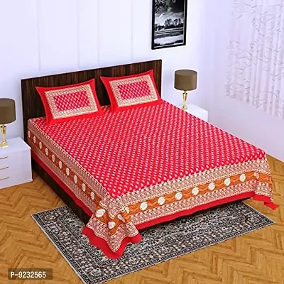 Pure 100% Jaiuri Cotton Double Size Bed Sheet Bandej and Chunri Print with 2 Pillow Cover 144 TC Bandej and Chunri Print A106