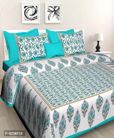 E-WISH BOX - 100% Cotton Rajasthani Combo Jaipuri Traditional King Size Double Bed Bedsheet for King Size Bed with 2 Pillow Cover's - Multicolour Spical Rakhi Offer A-238-thumb2