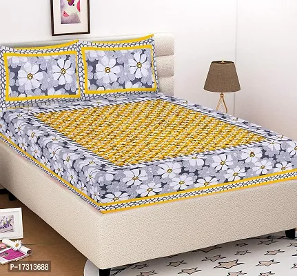 Comfortable Cotton Printed King Bedsheet with 2 Pillow Covers-thumb2