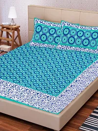 Comfortable Cotton Printed King Bedsheet with 2 Pillow Covers-thumb1