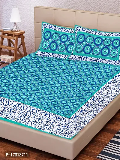 Comfortable Cotton Printed King Bedsheet with 2 Pillow Covers-thumb2