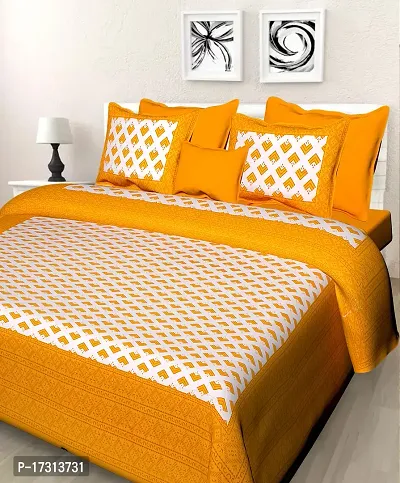 Comfortable Cotton Printed King Bedsheet with 2 Pillow Covers