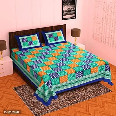 Pure 100% Jaiuri Cotton Double Size Bed Sheet Bandej and Chunri Print with 2 Pillow Cover 144 TC Bandej and Chunri Print A26