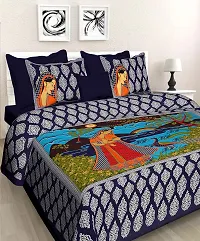 E-WISH BOX - 100% Cotton Rajasthani Combo Jaipuri Traditional King Size Double Bed Bedsheet for King Size Bed with 2 Pillow Cover's - Multicolour Spical Rakhi Offer A-294-thumb1