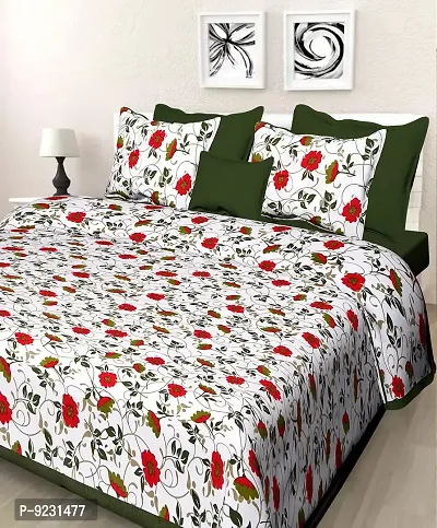 E-WISH BOX Rajasthani Jaipuri Pure Cotton Bedsheet 3D Hand Block Print with 2 Pillow Cover TC - 180, D_A93