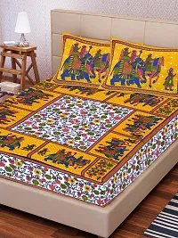 Comfortable Cotton Printed King Bedsheet with 2 Pillow Covers-thumb1