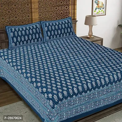 Comfortable Cotton Printed King Bedsheet with Two Pillow Covers