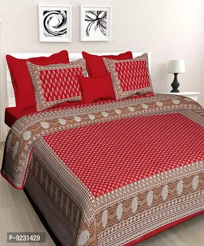 E-WISH BOX Rajasthani Jaipuri Pure Cotton Bedsheet 3D Hand Block Print with 2 Pillow Cover TC - 180, D_A20