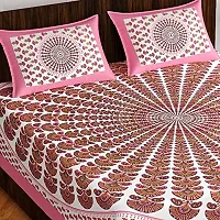Pure 100% Jaiuri Cotton Double Size Bed Sheet Bandej and Chunri Print with 2 Pillow Cover 144 TC Bandej and Chunri Print A62-thumb1