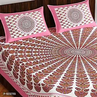 Pure 100% Jaiuri Cotton Double Size Bed Sheet Bandej and Chunri Print with 2 Pillow Cover 144 TC Bandej and Chunri Print A62-thumb2