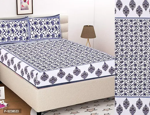 E-WISH BOX 100% Cotton Double BedSheet for Double Bed with 2 Pillow Covers Set, 200 TC, 3D Printed Pattern, Queen Size Bedsheet Series A-54