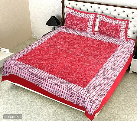 Comfortable Cotton Printed King Bedsheet with 2 Pillow Covers