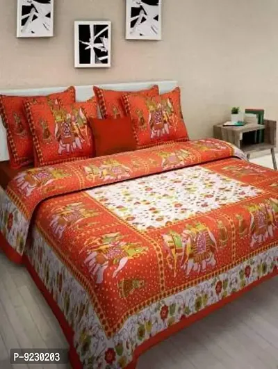 E-WISH BOX 100 % Cotton Bedsheet for Double Bed Bedsheet with 2 Pillow Covers