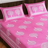 Pure 100% Jaiuri Cotton Double Size Bed Sheet Bandej and Chunri Print with 2 Pillow Cover 144 TC Bandej and Chunri Print A100-thumb1